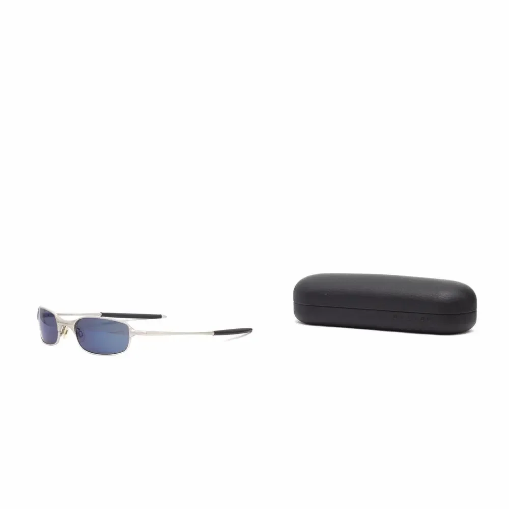 VTG Oakley Square Wire 2.0 Silver Metal Frame Ice Iridium Sunglasses Y2K RARE
